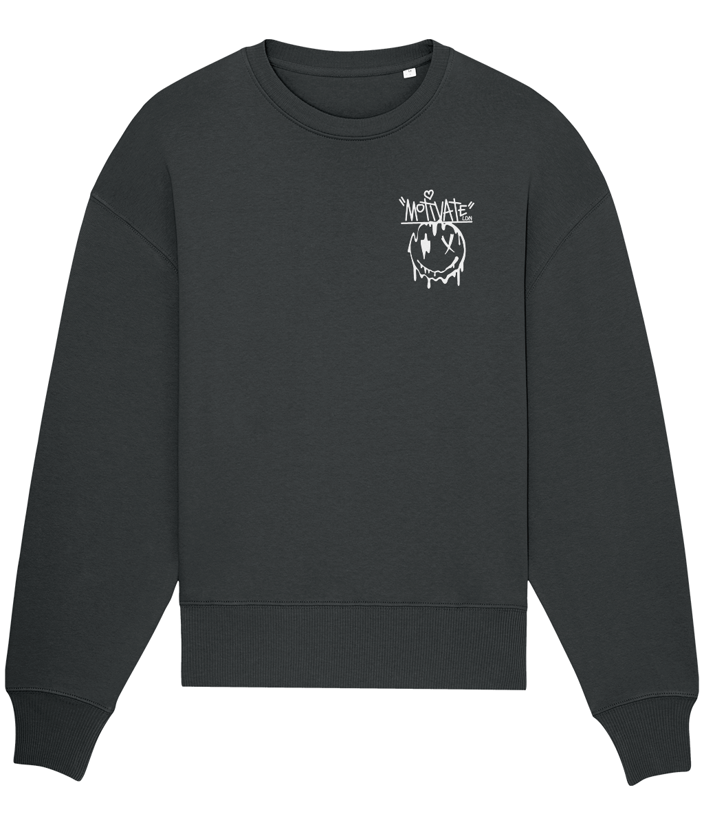 Motivate LDN UNIQUE Smiley Drip White Oversize Sweatshirt