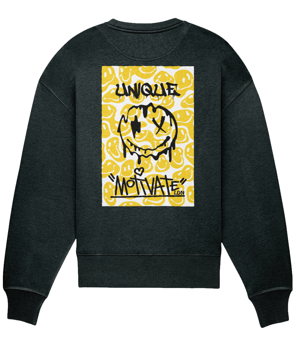 Motivate LDN UNIQUE Smiley Drip White Oversize Sweatshirt