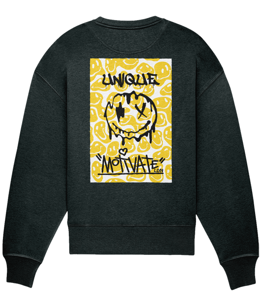 Motivate LDN UNIQUE Smiley Drip White Oversize Sweatshirt