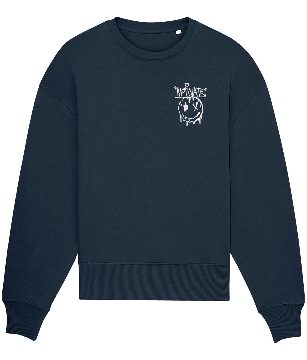 Motivate LDN UNIQUE Smiley Drip White Oversize Sweatshirt