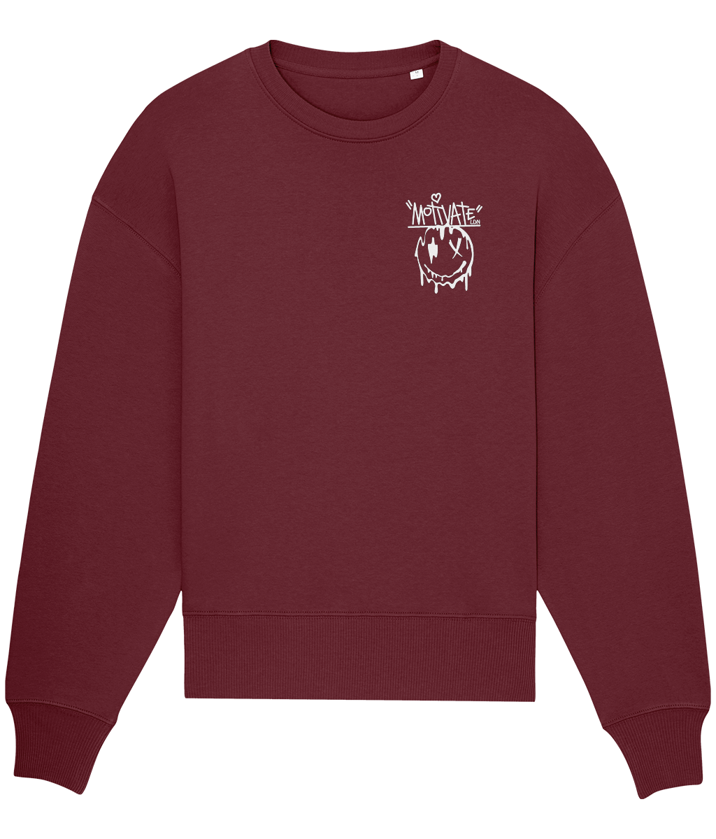 Motivate LDN UNIQUE Smiley Drip White Oversize Sweatshirt
