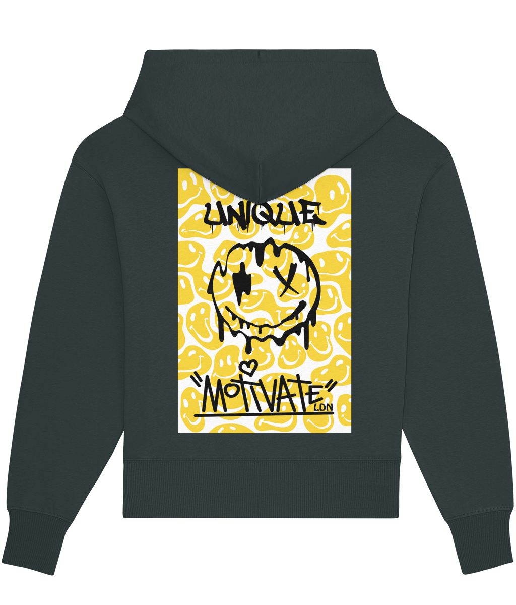 Motivate LDN UNIQUE Smiley Drip White Oversized Hoodie