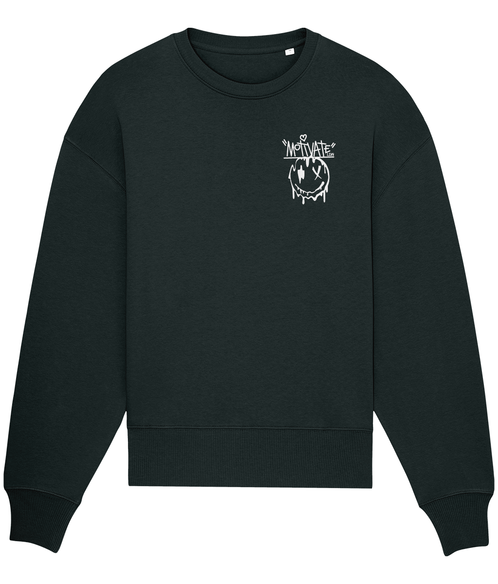Motivate LDN UNIQUE Smiley Drip White Oversize Sweatshirt